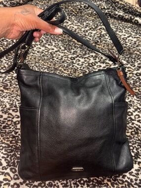 Coach Pebbled Leather Shoulder Bag in Black